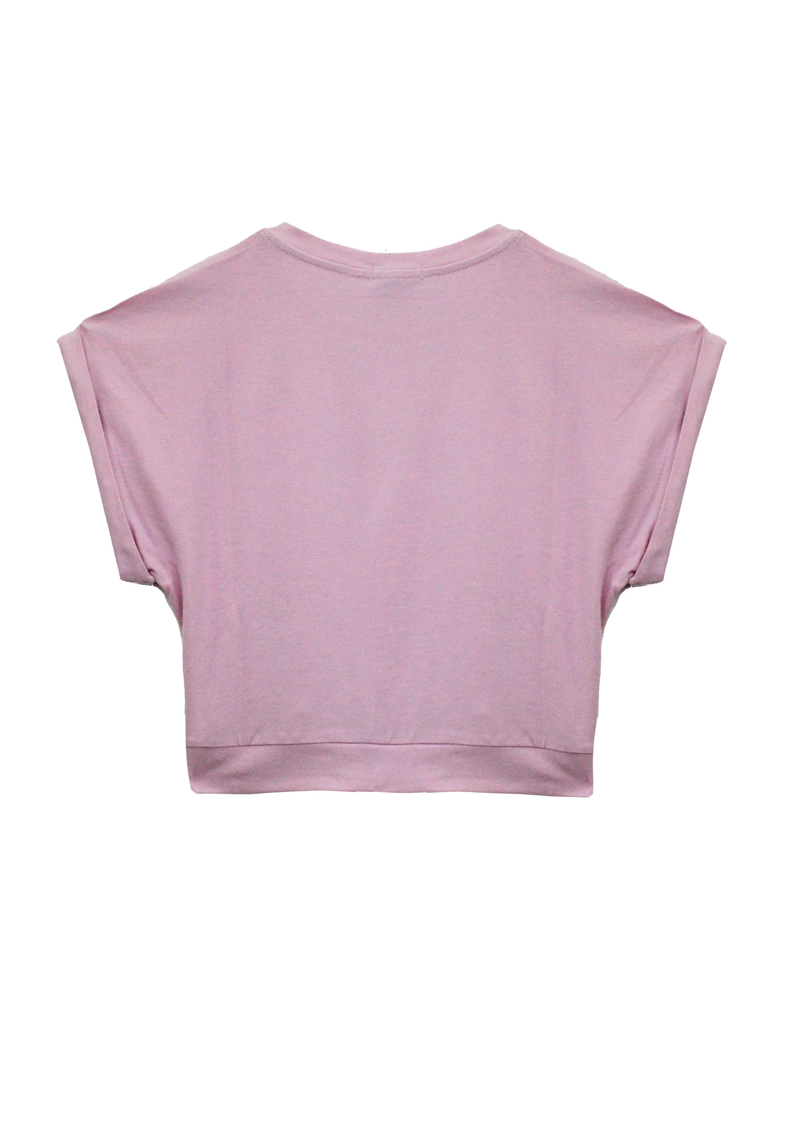 Pinko Kids T-shirt Crop Rosa con Fiocco e Strass (RETRO)