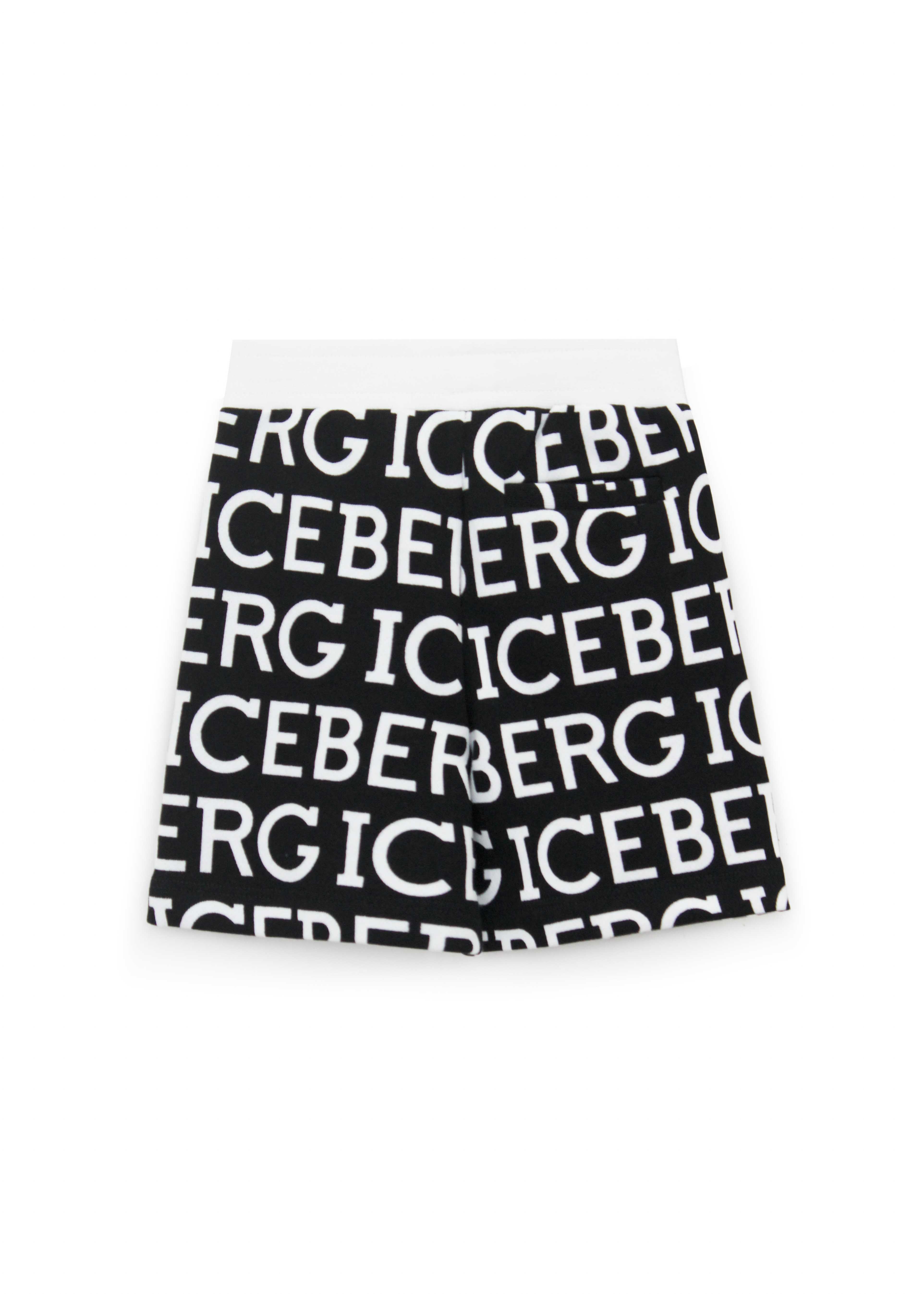 Iceberg Kids Bermuda in Felpa con Logo Monogram Nero per Neonati