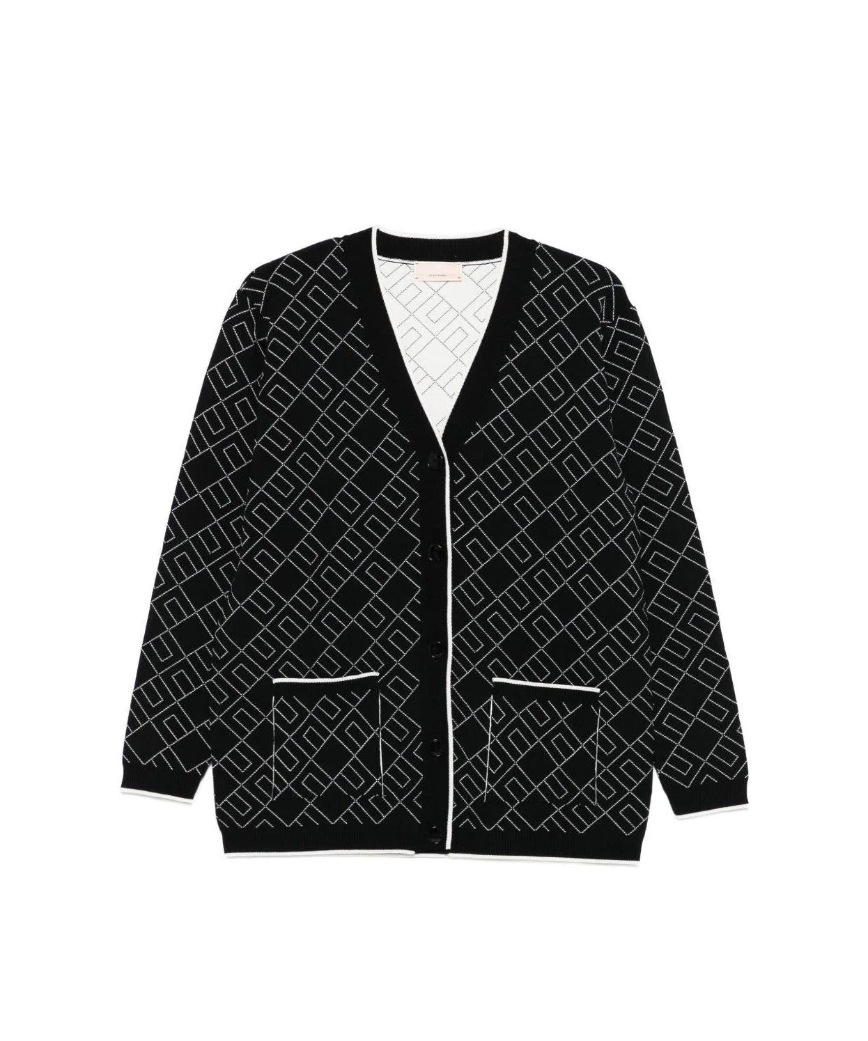 Elisabetta Franchi La Mia Bambina Cardigan Nero con Logo Geometrico per Bambine