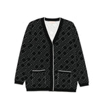 Elisabetta Franchi La Mia Bambina Cardigan Nero con Logo Geometrico per Bambine