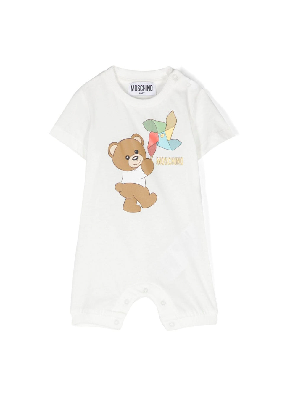 Moschino Kids Tutina Cloud con Stampa Teddy Bear per Neonati (fronte)