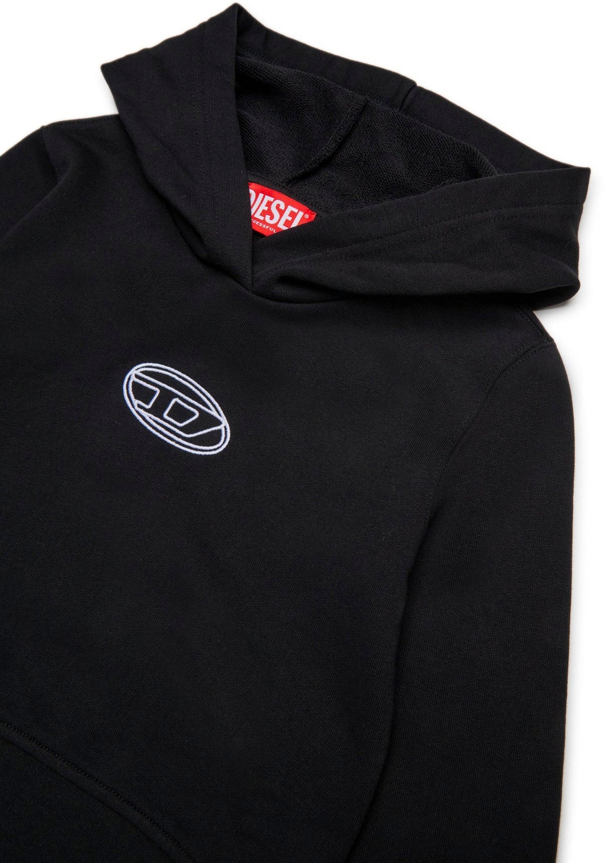Diesel Kids Felpa con Cappuccio Nera Oval D per Bambine