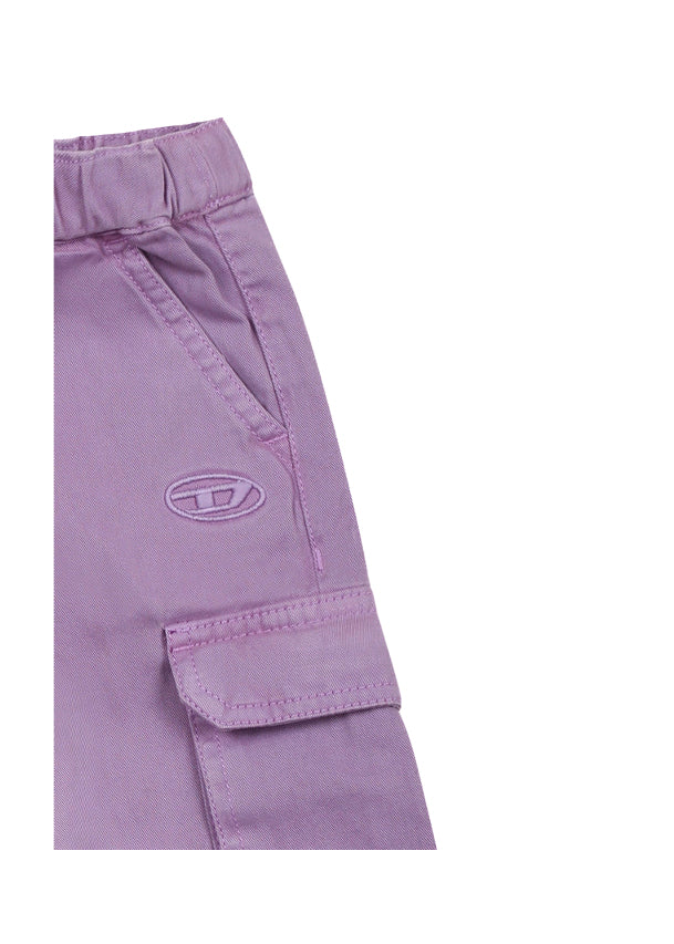 Diesel Kids Pantaloni Lilla Cargo con Logo per Neonate