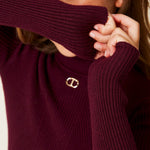 Twinset Kids Lupetto a Costine Bordeaux per Bambine