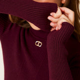 Twinset Kids Lupetto a Costine Bordeaux per Bambine