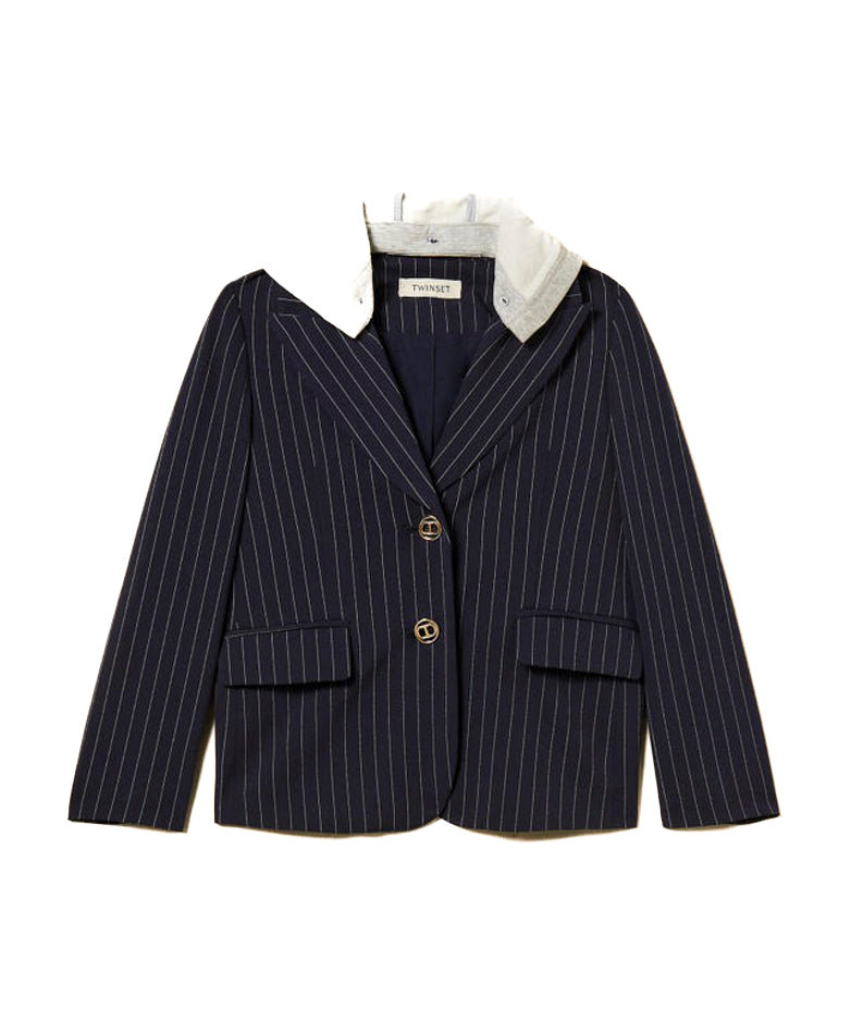 Twinset Kids Giacca a Righe con Capuccio per Bambine