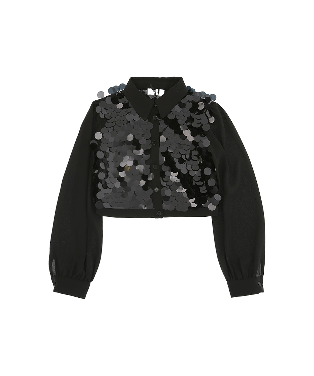 Pinko Kids Camicia Nera con Pailettes per Bambine