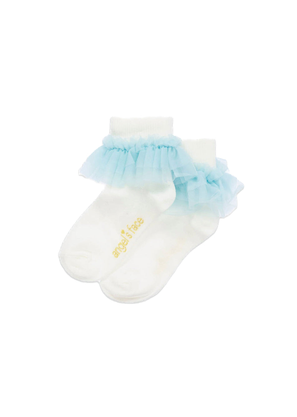 Angel's Face Top Calzini Bianchi/Celeste Frilly per Bambine
