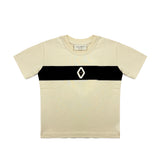 Yes London T-Shirt Bicolore con Striscia Centrale e Logo per Bambini