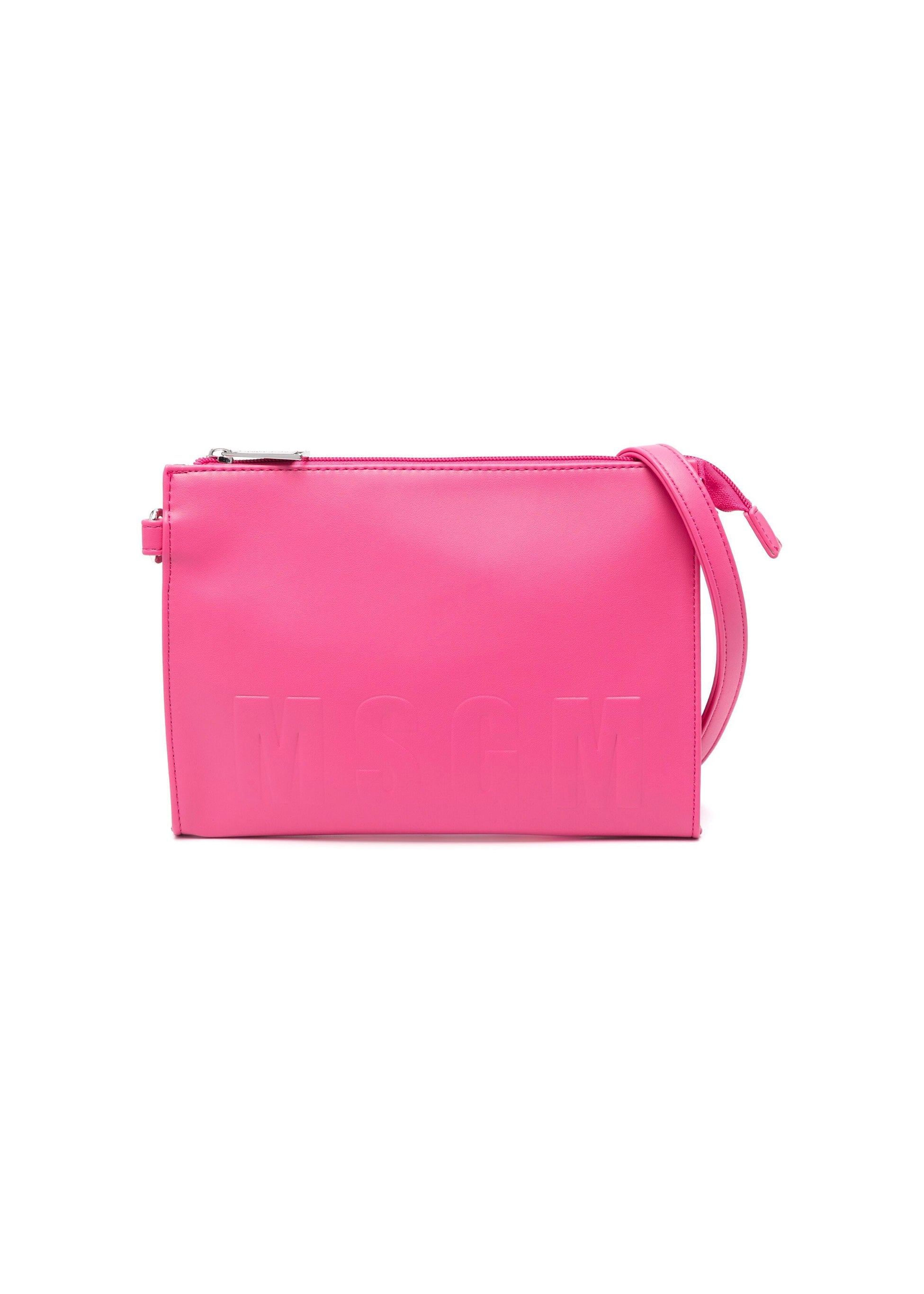 Msgm Kids Borsa Fuxia con Logo Goffrato