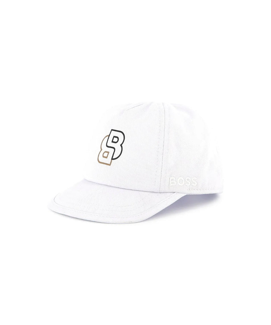 Boss Kids Cappello Bianco con Logo per Bambini