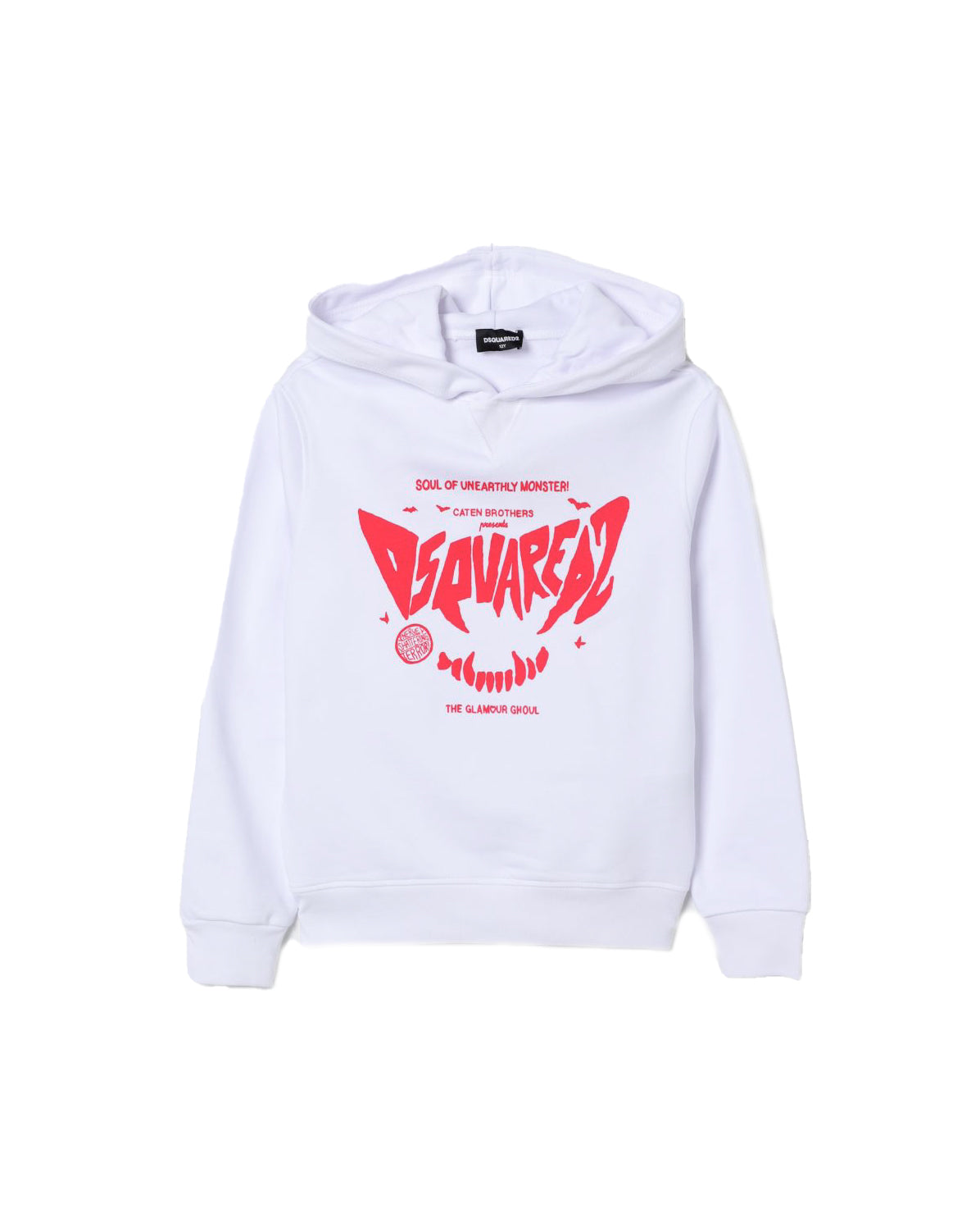 Dsquared2 Kids Felpa con Cappuccio Bianca con Stampa Unisex per Bambini