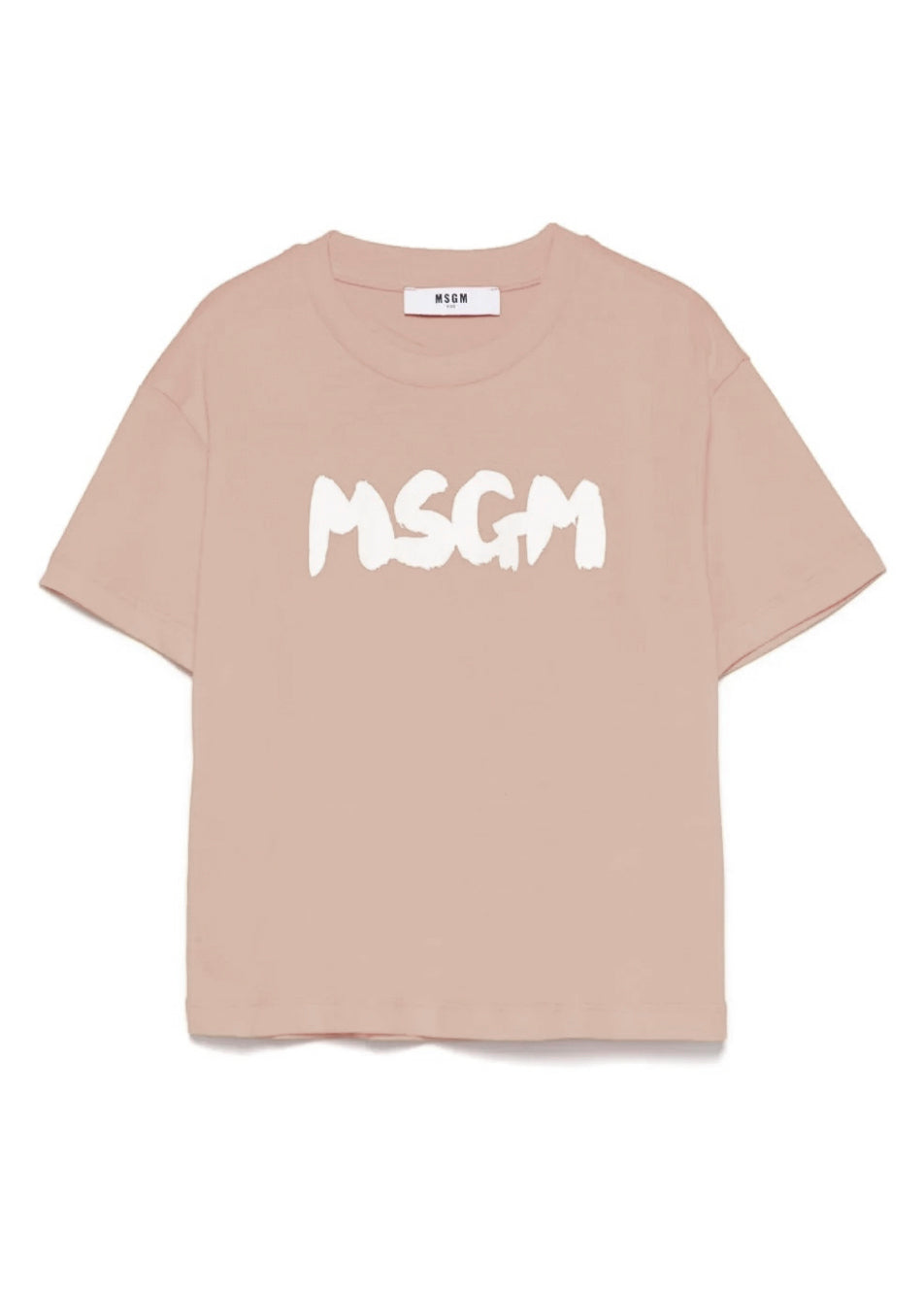 MSGM Kids T-shirt Beige con Logo Per Bambini