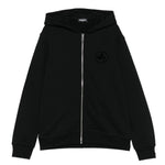 Dsquared2 Kids Felpa Nera con Zip e Cappuccio Unisex con Logo in Rilievo per Bambini