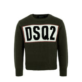 DSQUARED2 KIDS Maglione Verde in Lana con Logo a Intarsi per bambini