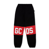 Gcds Kids Pantalone di Tuta Nero con Stampa a Contrasto Unisex per Bambini