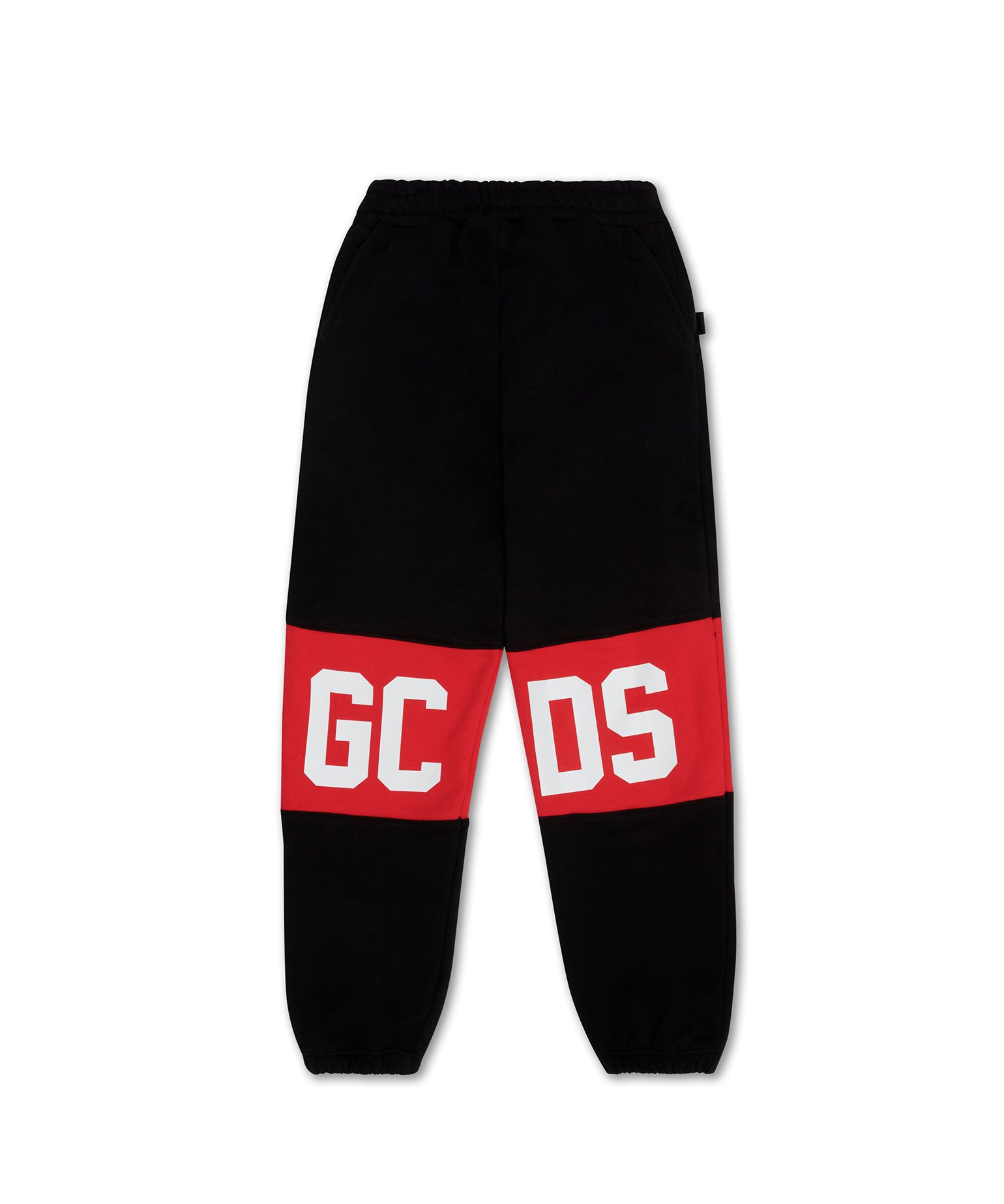 Gcds Kids Pantalone di Tuta Nero con Stampa a Contrasto Unisex per Bambini