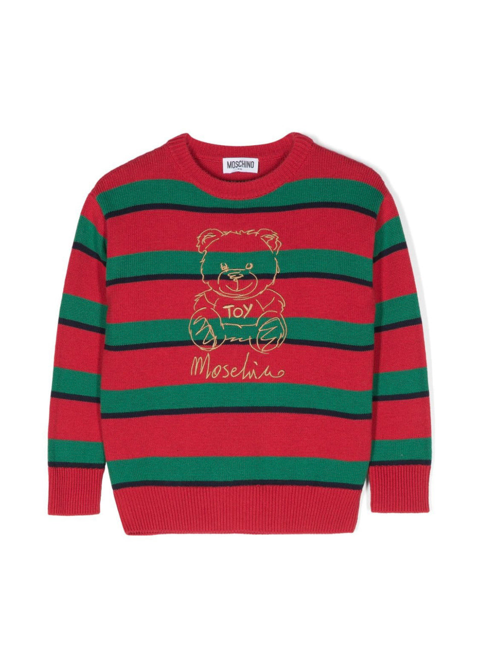 Moschino Kids Maglione Rosso/Verde con Teddy Bear per Bambini