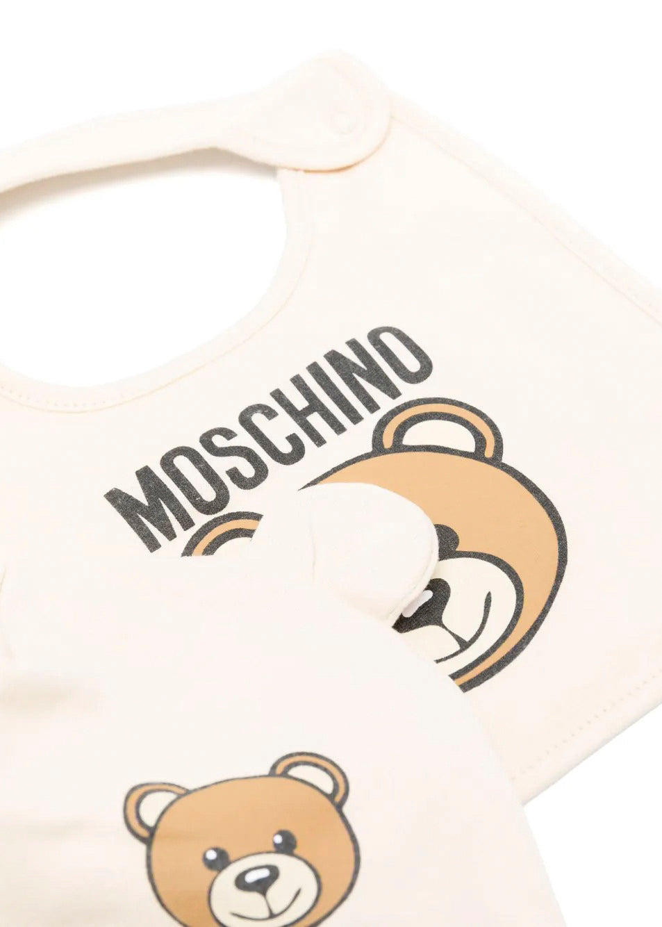 Moschino Kids Cappello con Bavetta Beige con Logo Teddy Bear per Neonati