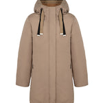 SUNS Kids Giubbotto Lungo Beige con Cappuccio Regolabile per Bambine