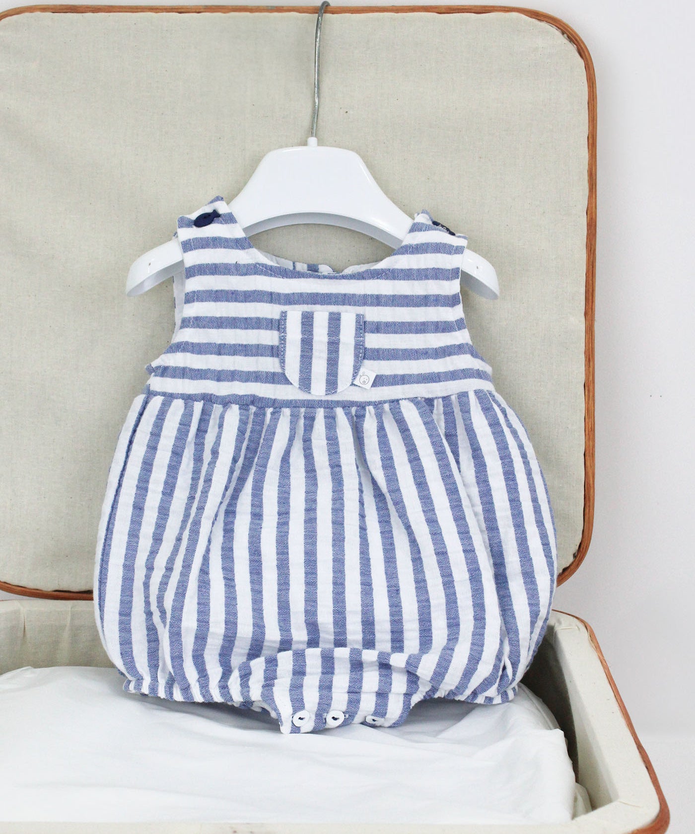 Deolinda Pagliaccetto Bianco/Blu a Righe per Neonate