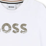 Boss Kids T-Shirt Bianca con Stampa Logo