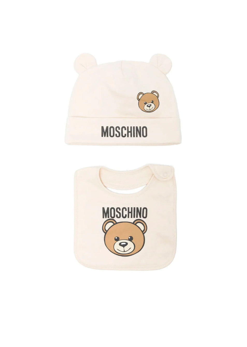 Moschino Kids Cappello con Bavetta Beige con Logo Teddy Bear per Neonati