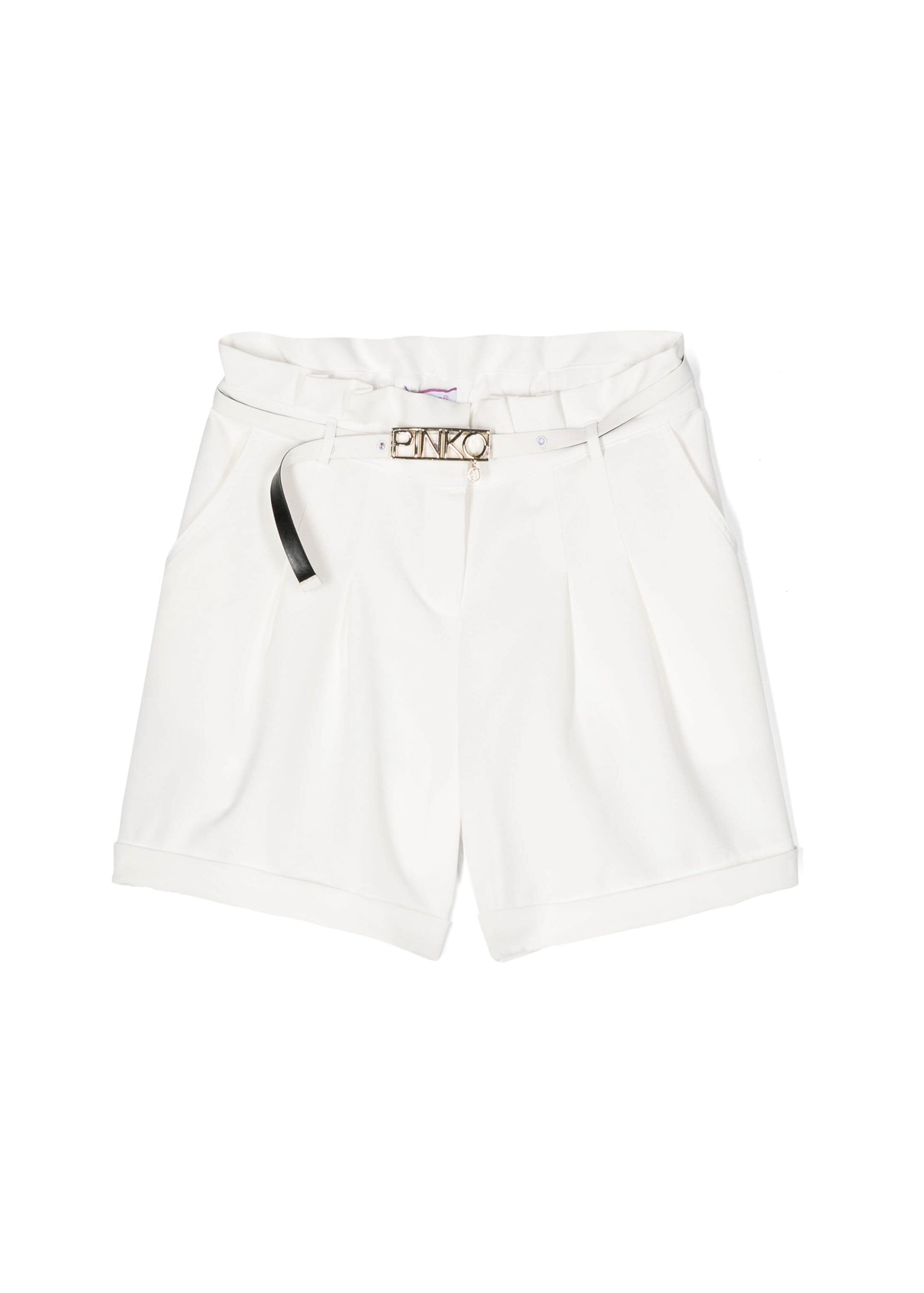 Pinko Kids Short Bianco con Cintura Logata per Bambine