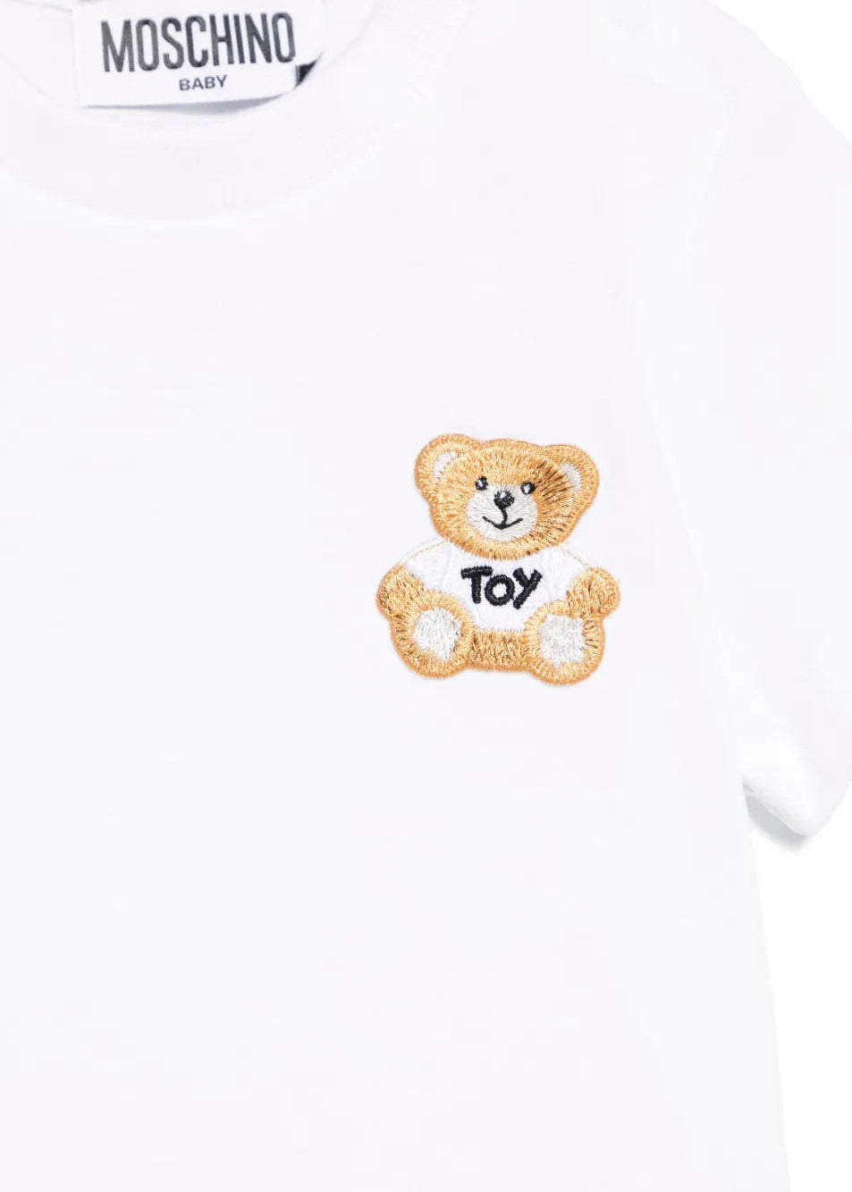 Moschino Kids T-shirt Bianca con Ricamo Toy per Neonati