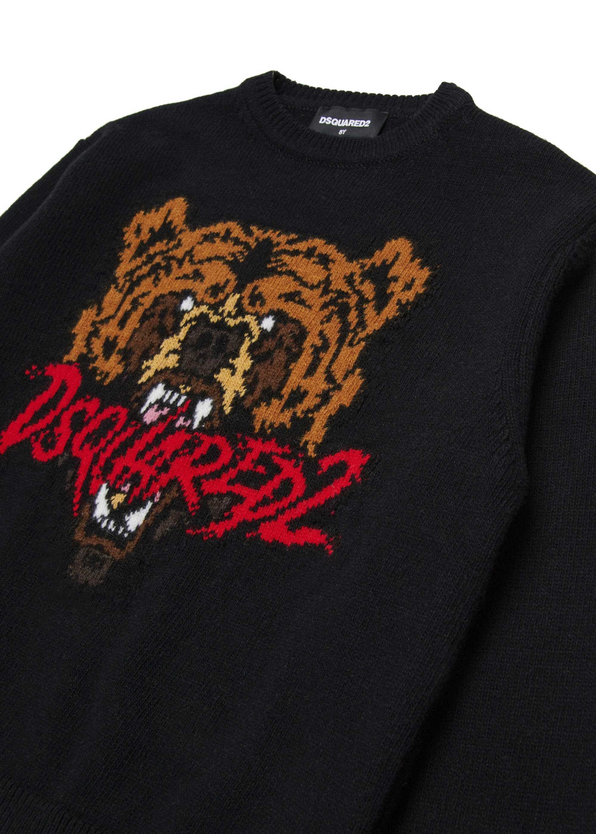Dsquared2 Maglione Nero con Intarso Bear per Bambini