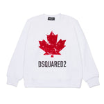 Dsquared2 Kids Felpa Girocollo Bianca con Logo Sport per Bambini