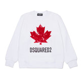 Dsquared2 Kids Felpa Girocollo Bianca con Logo Sport per Bambini