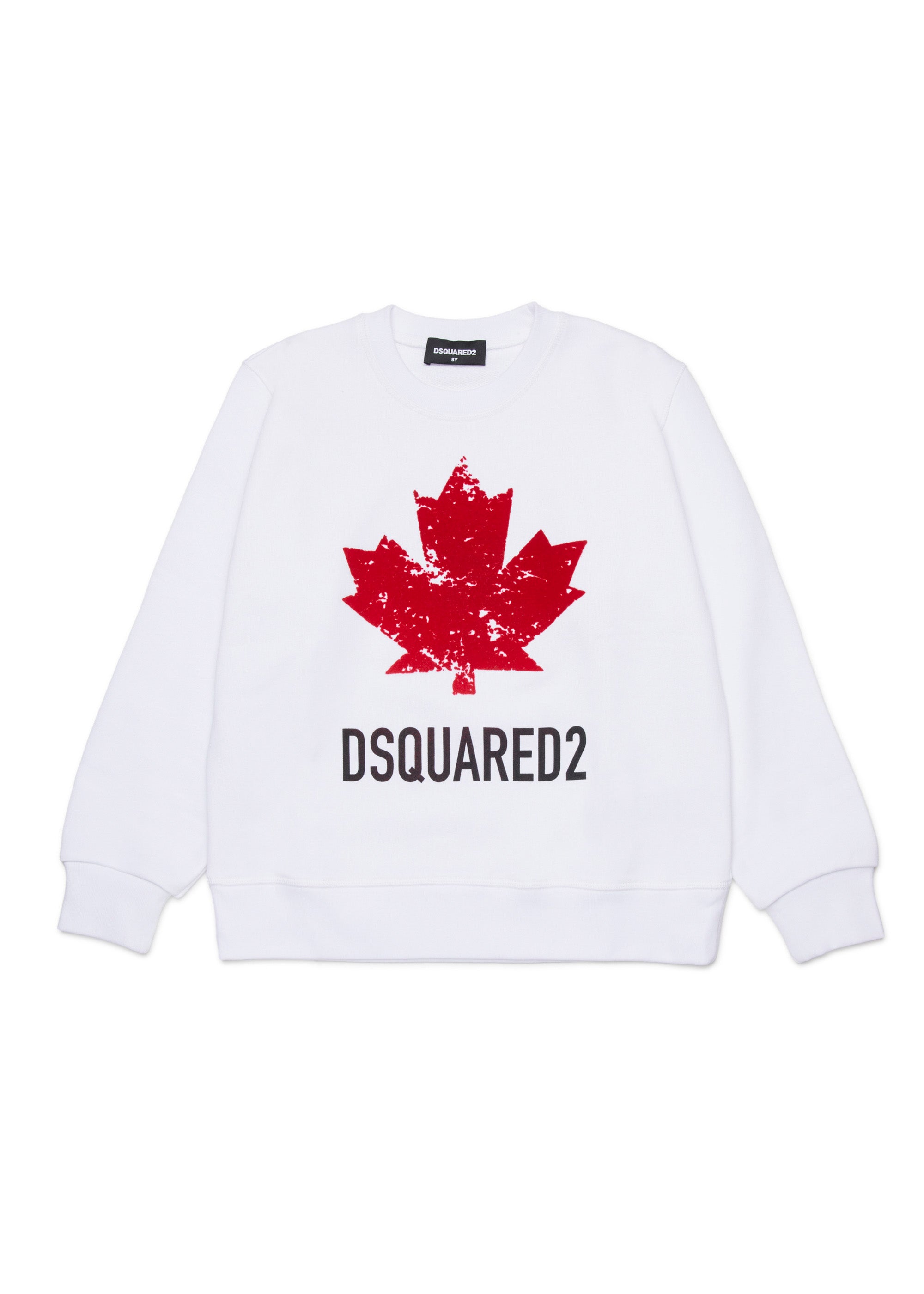 Dsquared2 Kids Felpa Girocollo Bianca con Logo Sport per Bambini