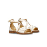 Elisabetta Franchi La Mia Bambina Sandalo Avorio Incrociato con Strass per Neonate