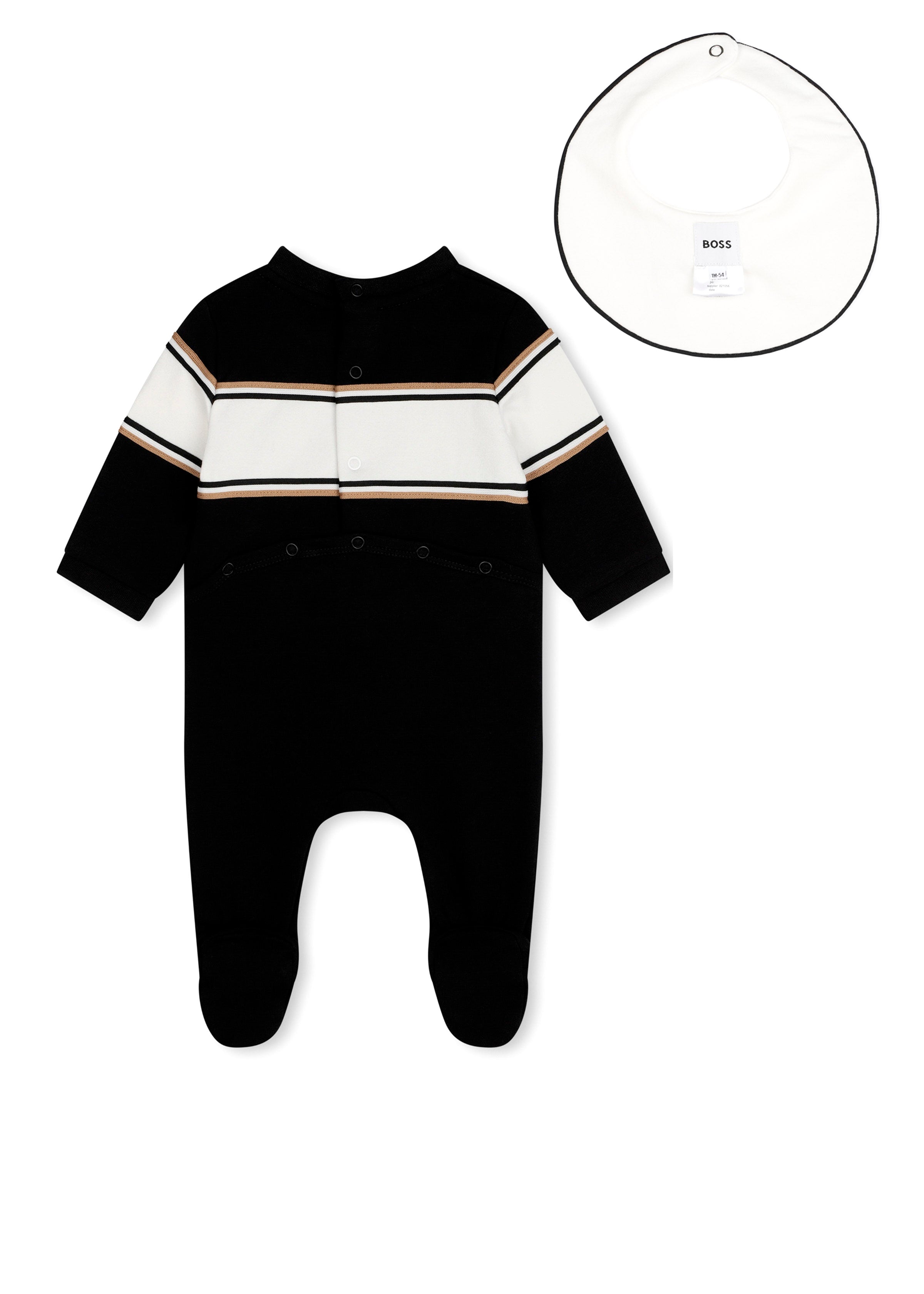 Boss Kids Tutina Nera con Logo con Bavetta per Neonati (retro)