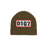 Dsquared2 Kids Cappello Beanie Verde con Intarso Logo per Bambini