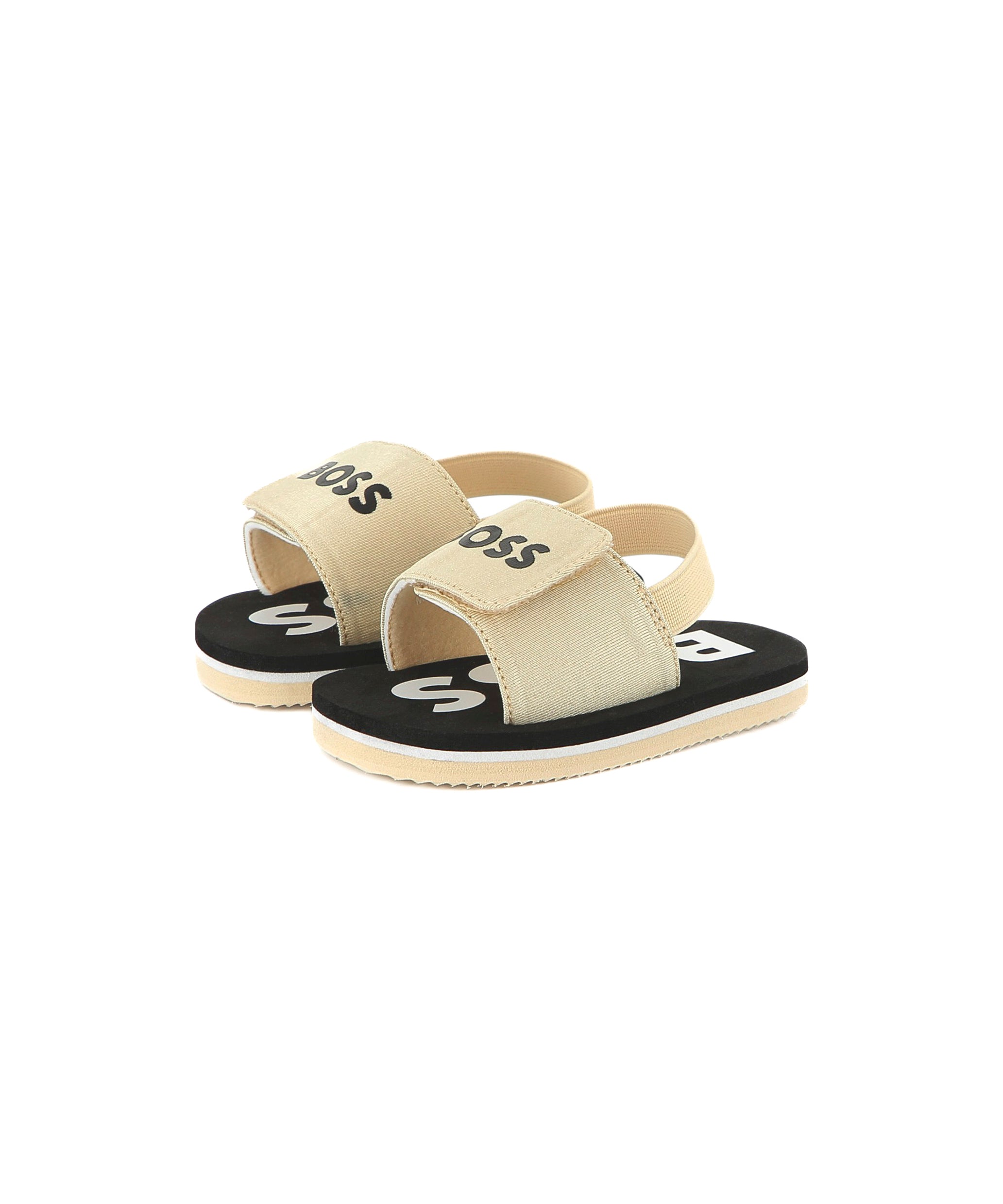 Boss Kids Sandali Beige Pull On con Logo per Neonati