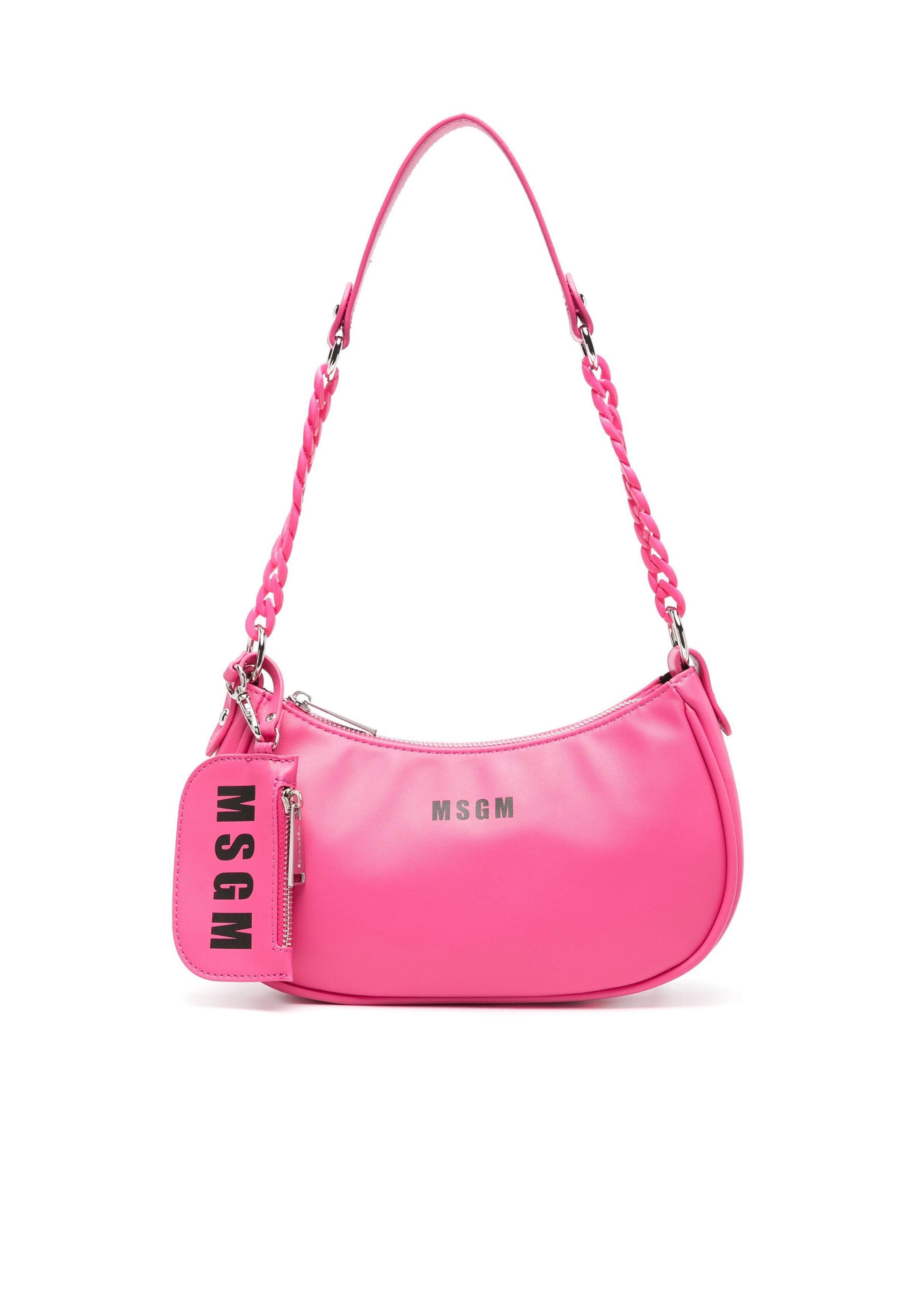 Msgm Kids Borsa a Spalla Fucsia con Catena (fronte)