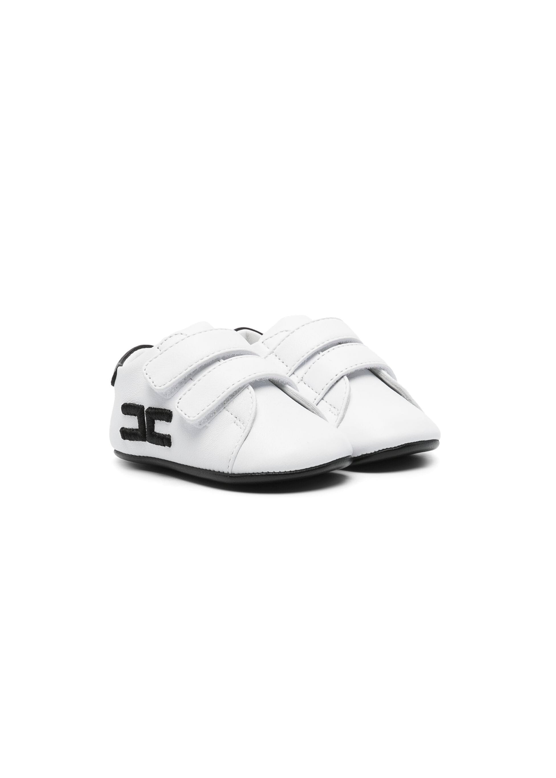 Elisabetta Franchi La Mia Bambina Scarpine Primi Passi Bianco/Nero con Logo Ricamato Florence Kids