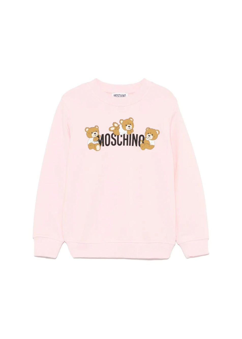 Moschino Kids Felpa Girocollo Rosa con Stampa per Bambini