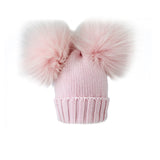 Queen Pink Wool Hat with Double Pom Pom