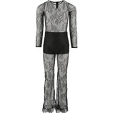 Pinko Kids Tuta in Pizzo Nera con T-shirt per Bambine