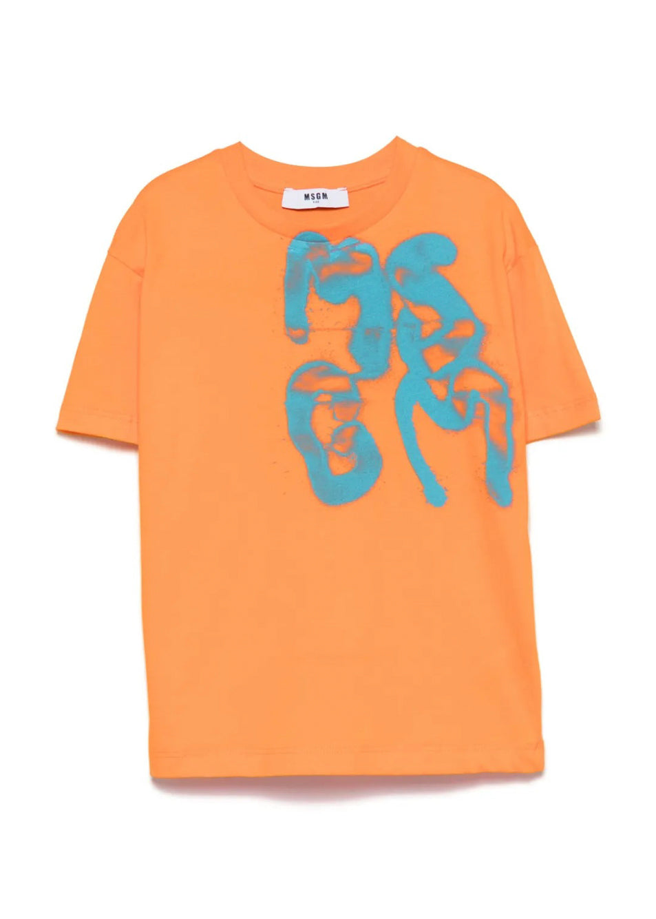 MSGM Kids T-shirt Arancione con Stampa Graffiti per Bambini fronte