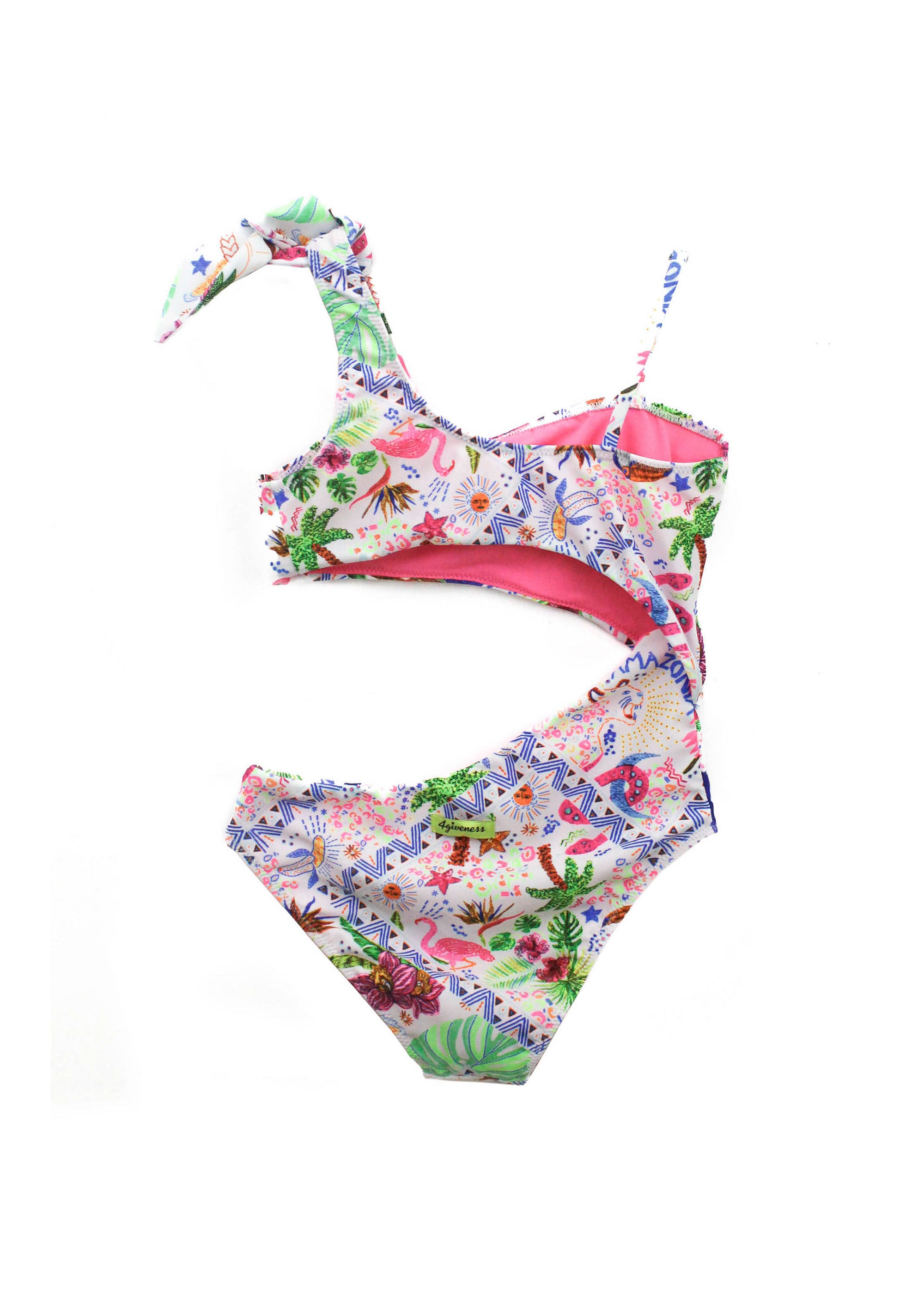 4GIVENESS Costume Monokini Fantasia Multicolor per Bambine (retro)