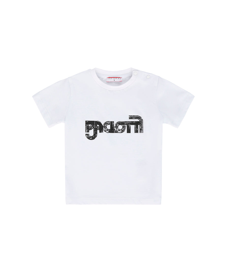 Cesare Paciotti T-shirt Bianca con Stampa Logo per Neonati
