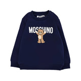 Moschino Kids Felpa Girocollo Blu Navy con Logo per Neonati