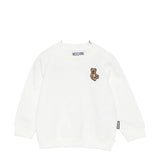 Moschino Kids Felpa Girocollo Panna con Patch per Neonati