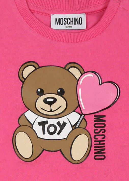 Moschino Kids T-shirt con Stampa con Gonna Fucsia per Neonate