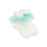 Angel's Face Top Calzini Bianchi/Menta Frilly per Bambine