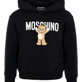 Moschino Kids Felpa con Cappuccio Nera con Logo per Bambini
